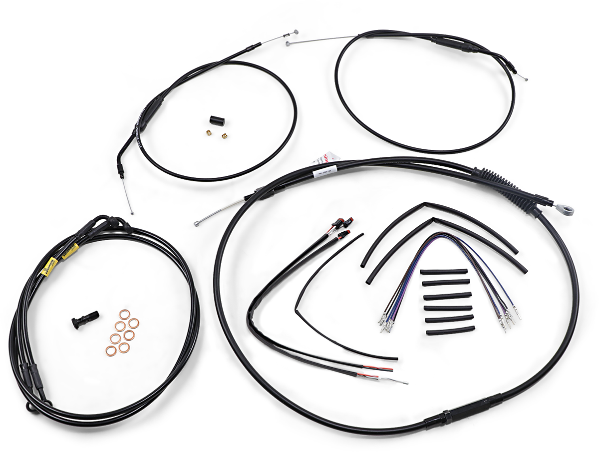 Jail Bar Cable Kit - 12" Handlebars - Black Vinyl - '12-'17 Dyna