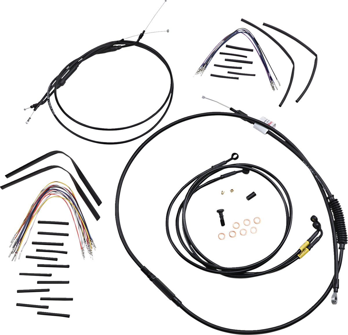 Complete Black Vinyl Handlebar Cable/Line Kit For Ape Hangers - 16" - '96-'05 FXD