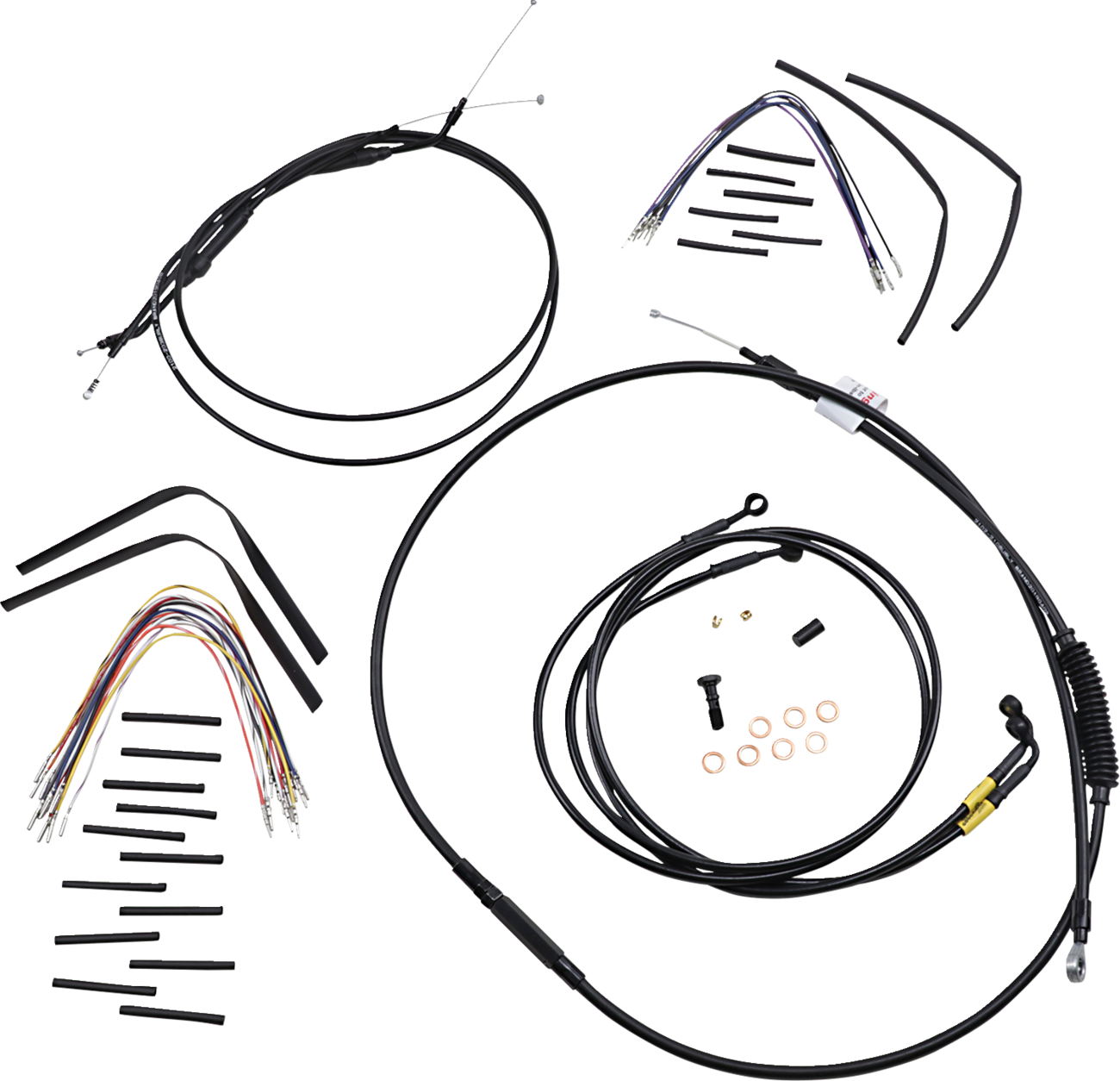 Complete Black Vinyl Handlebar Cable/Line Kit For Ape Hangers - 16" - '96-'05 FXD