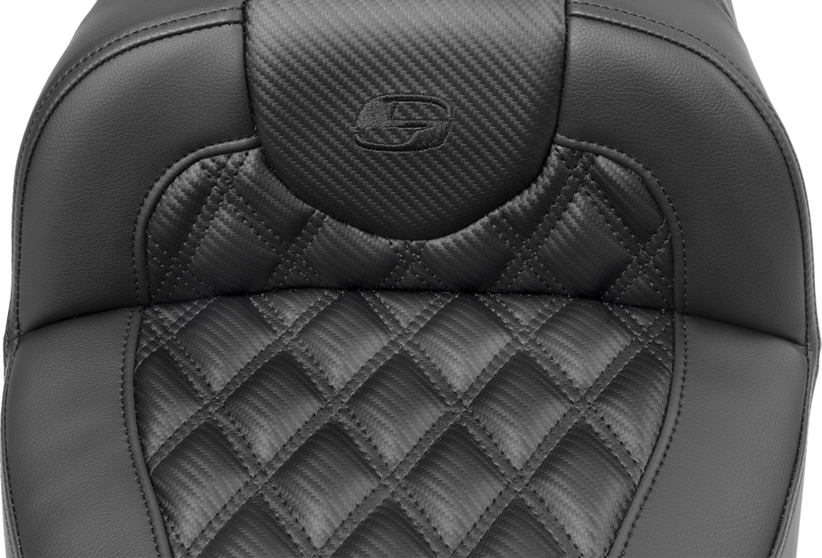 Roadsofa™ Extended Reach Seat - Without Backrest - Carbon Fiber - Lattice Stitch - FLTR/FLHX '23-'24