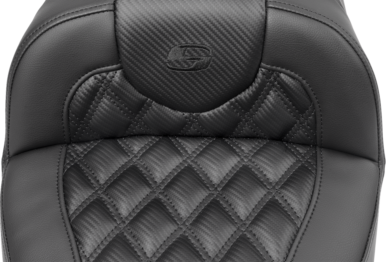 Roadsofa™ Extended Reach Seat - Without Backrest - Carbon Fiber - Lattice Stitch - FLTR/FLHX '23-'24