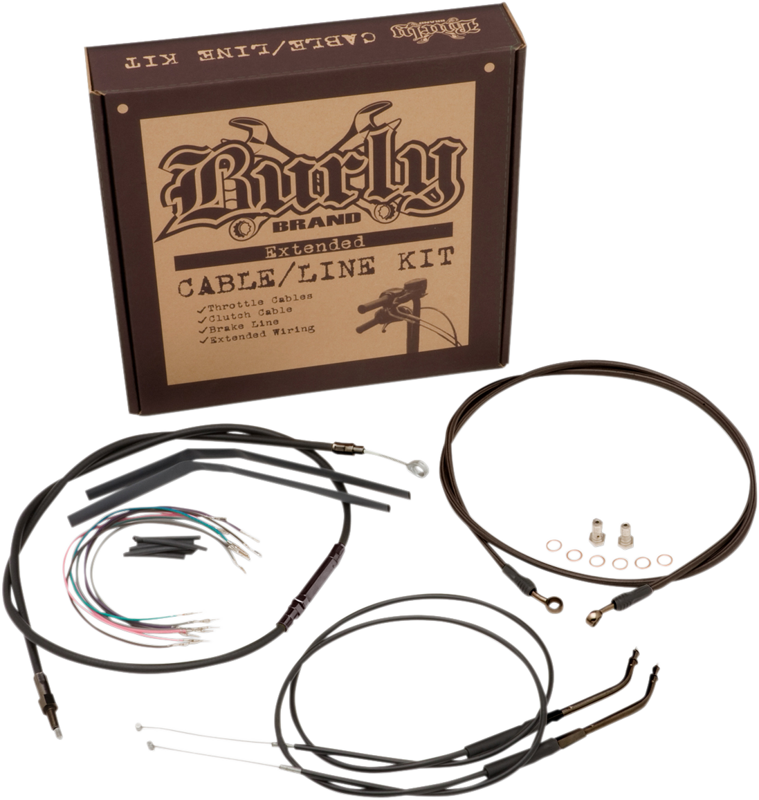 Complete Black Vinyl Handlebar Cable/Line Kit For Ape Hangers - 16" - ABS - '11-'15 Softail