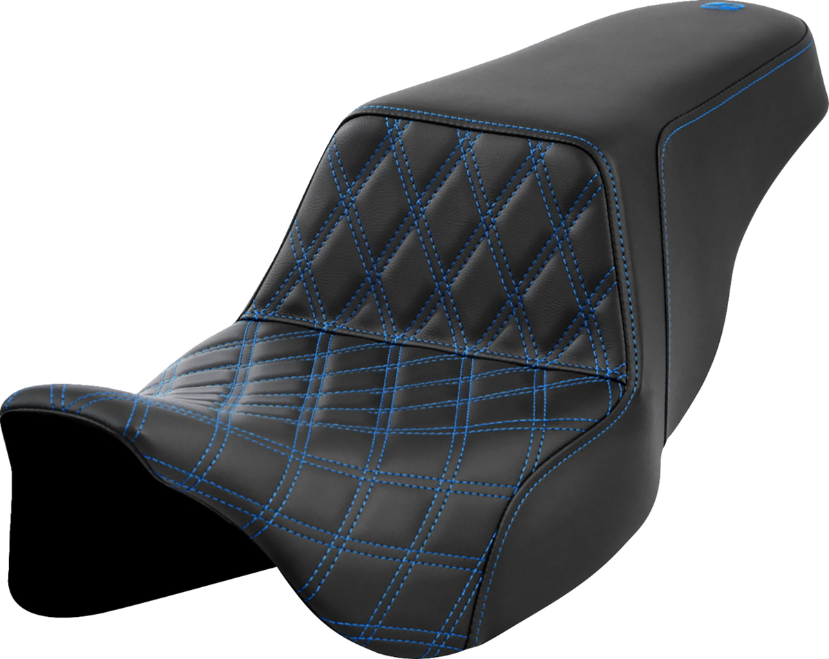 Step-Up Seat - Front Lattice Stitch - Blue Stitch - FLH/FLT '08-'23
