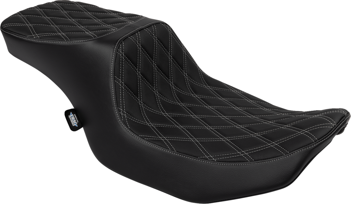 Predator 2-Up Seat - Vinyl - Double Diamond Silver Stitch - W/O Backrest - FLTR/FLHX '23-'24