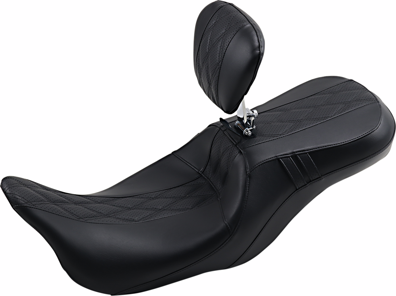 Outcast GT Seat - 2-Up - With Backrest - Black Double Diamond - Perforated - FL '08-'22