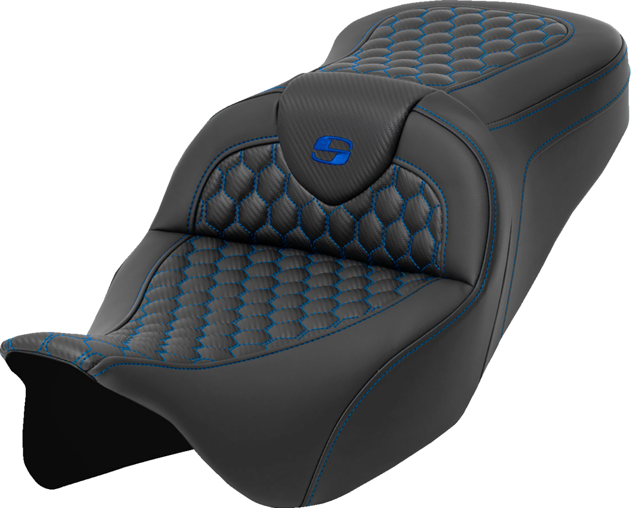 RoadSofa™ Seat - Honeycomb - Blue Stitch - Without Backrest - FLH/FLT '08-'23