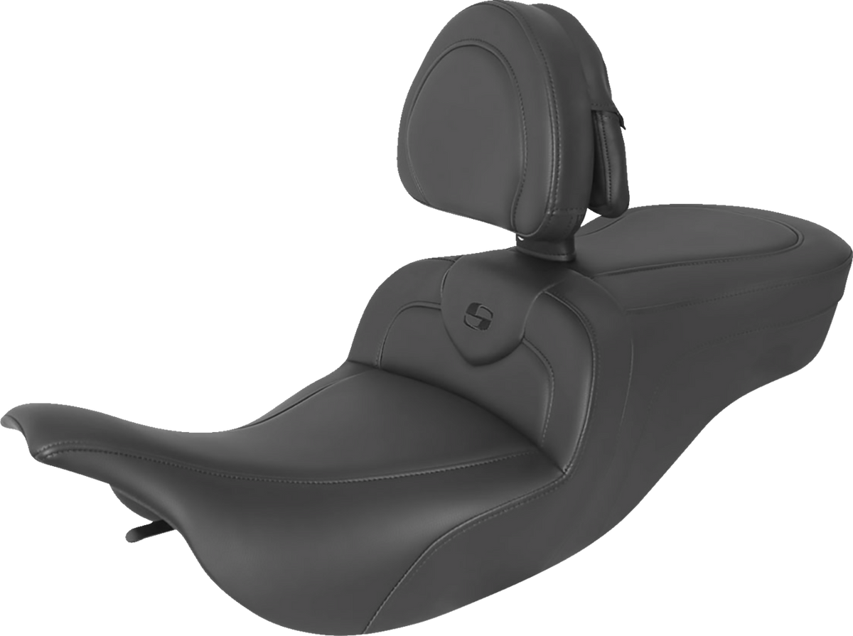 RoadSofa™ Seat - With Backrest - Black W/ Black Stitching - FLH/FLT '97-'07